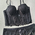 "French Fishbone" Bustier - French Lace Top with 1/2 Cups and Support Boning
