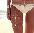 Boho Goddess Leg Chain - Multi-Layer Body Jewelry with Coins and Tassels