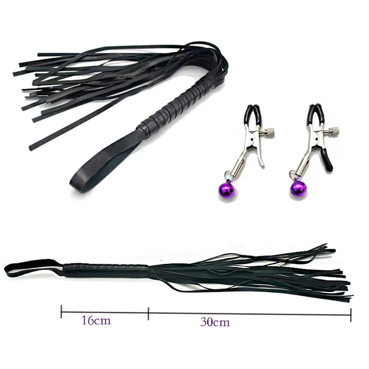 Kit de Bondage de 10 Piezas en Cuero PU y Textil con Forro de Peluche