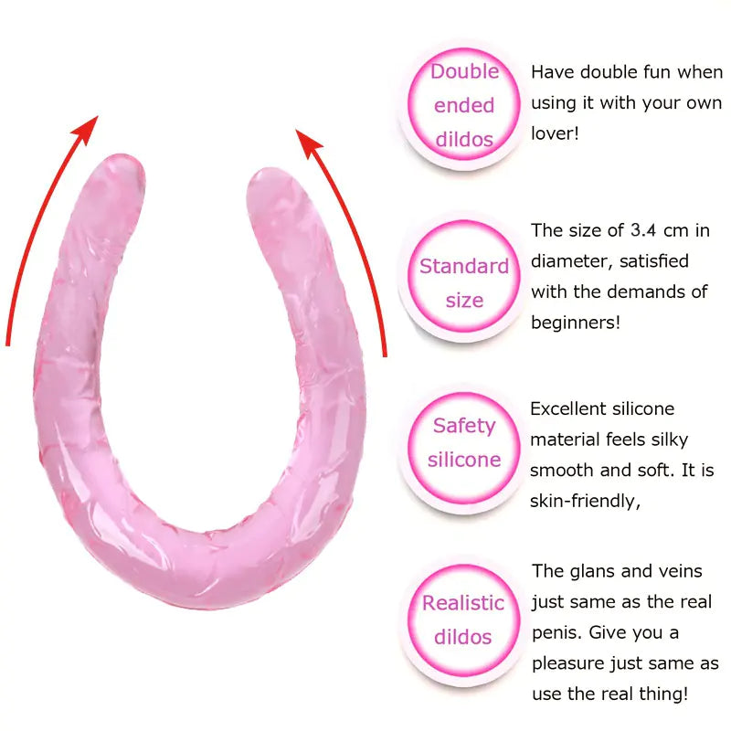 Twin Pleasure Double Dildo - Flexible Two-Headed Dildo (Strapless)