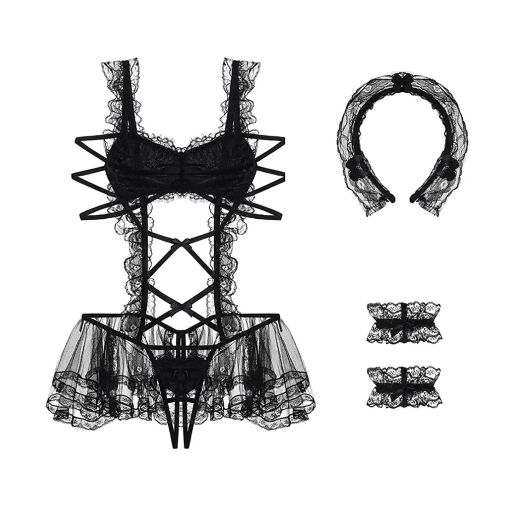 "French Fantasy" Set - Maid Lingerie with Ruffles and Lace