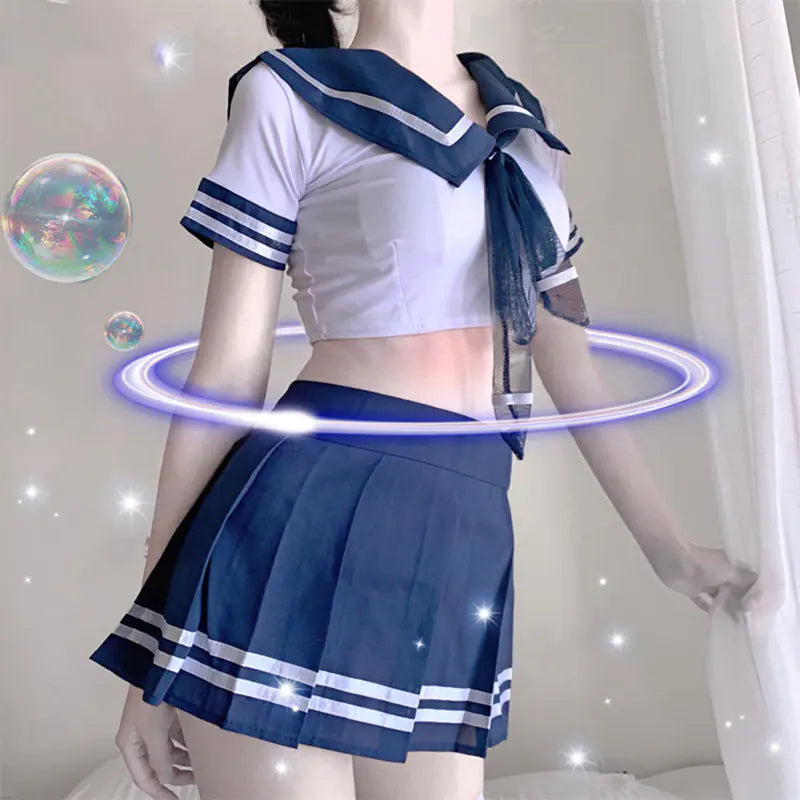 "Tokyo Crush" Set - JK Schoolgirl Costume with Sailor Top and Miniskirt