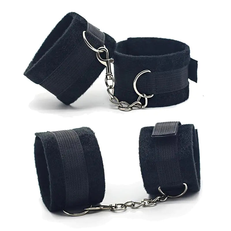 Kit de Bondage de 10 Piezas en Cuero PU y Textil con Forro de Peluche