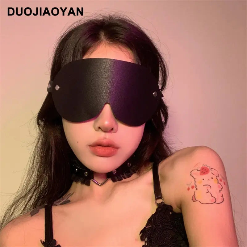 "Shadow Secret" Leather Eye Mask - Sensory Deprivation Mask with Adjustable Buckle