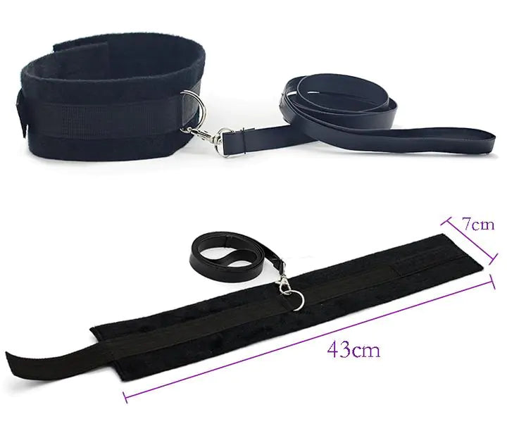 Kit de Bondage de 10 Piezas en Cuero PU y Textil con Forro de Peluche