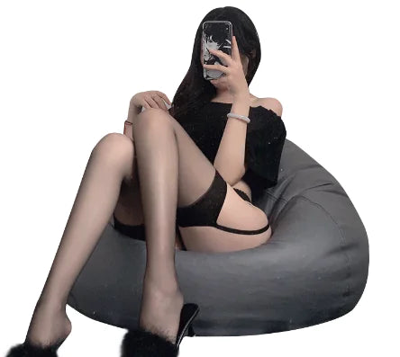 "Midnight Tear" Pantyhose - Nylon Stockings with Opening and "Ripped" Design