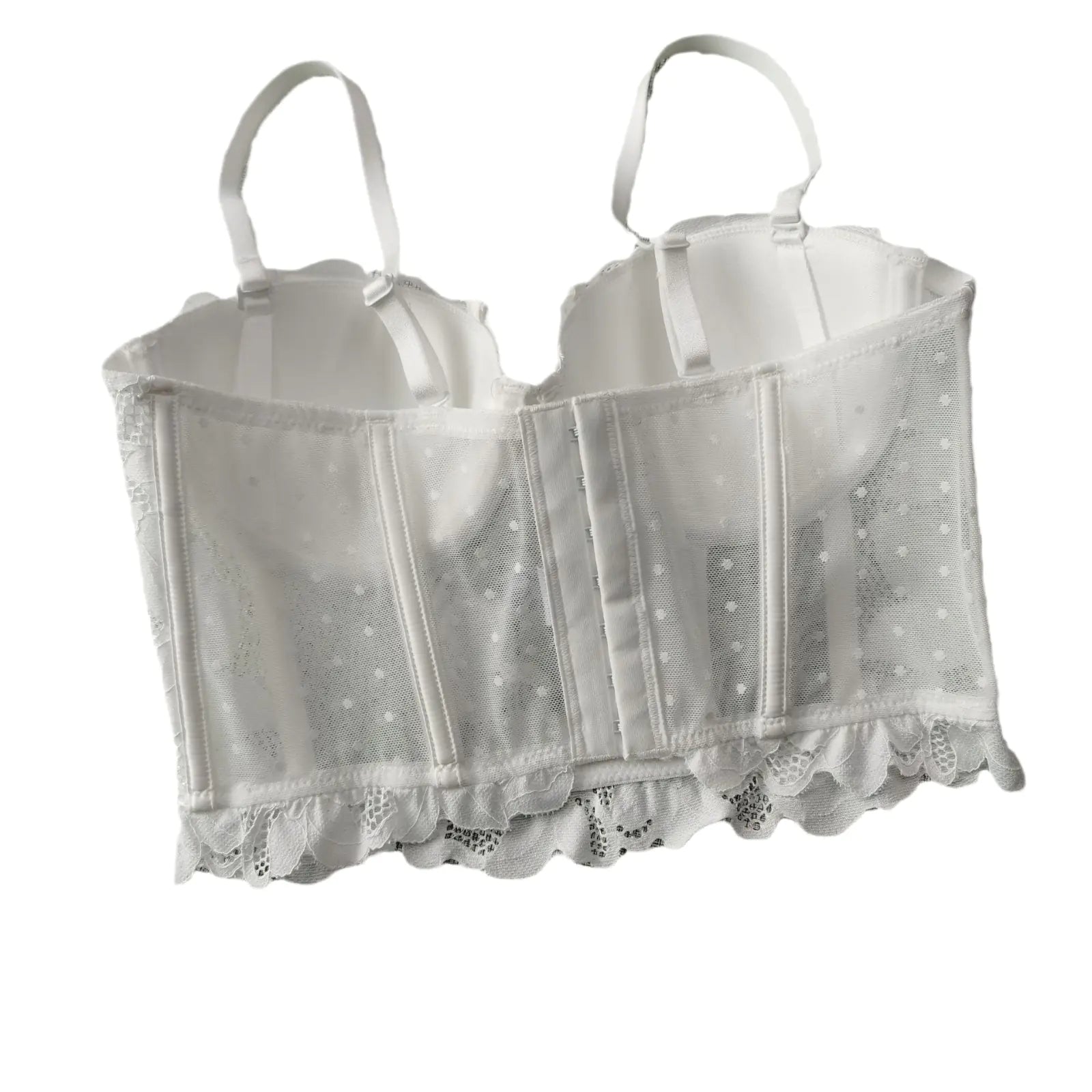 "French Fishbone" Bustier - French Lace Top with 1/2 Cups and Support Boning