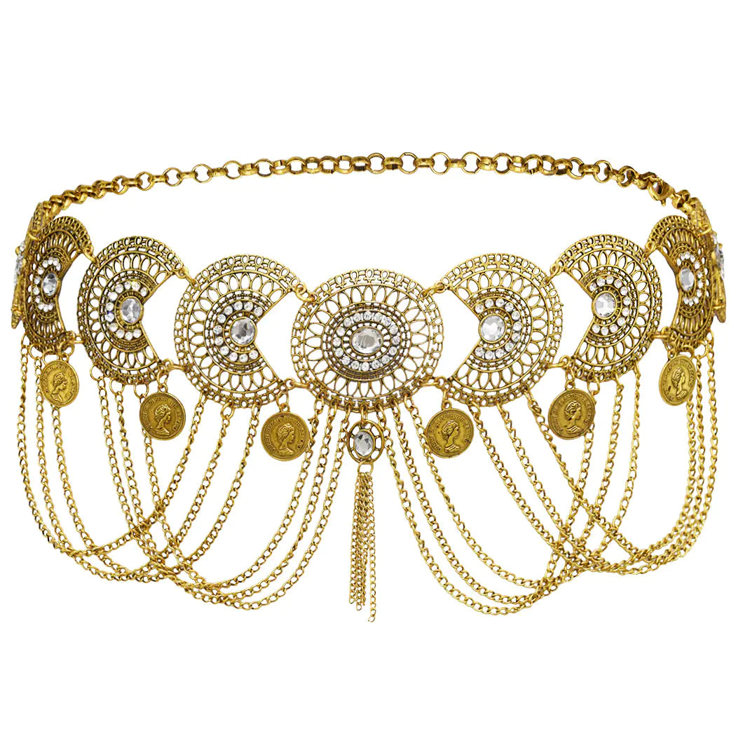 Boho Dancer Waist Chain - Retro Belt with Coins and Tassels