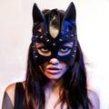 "Rebel Kitty" Mask - Leather Cat Mask with Studs
