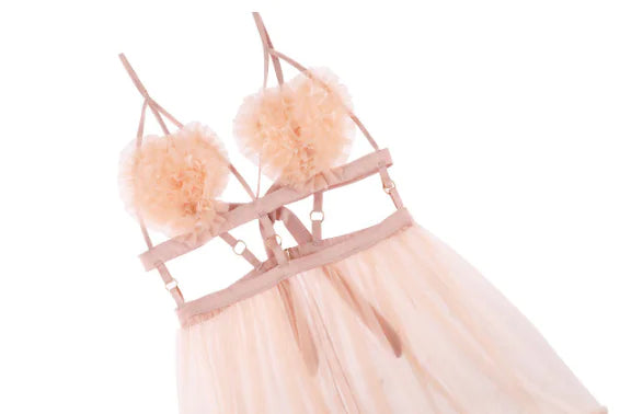 Babydoll "Pink Petal" - Pink Lace Dress with Ruffled Cups and Open Back