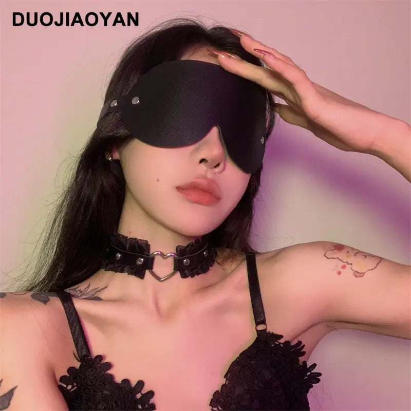 "Shadow Secret" Leather Eye Mask - Sensory Deprivation Mask with Adjustable Buckle