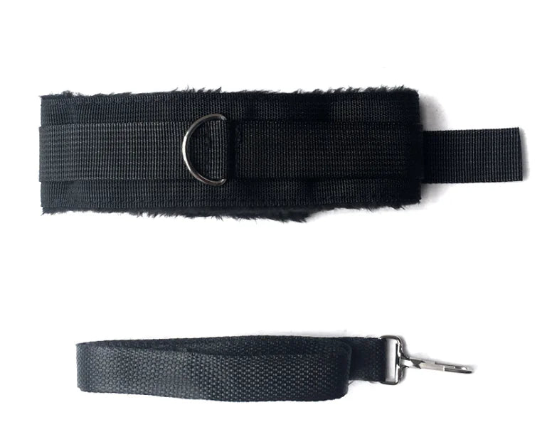 Kit de Bondage de 10 Piezas en Cuero PU y Textil con Forro de Peluche