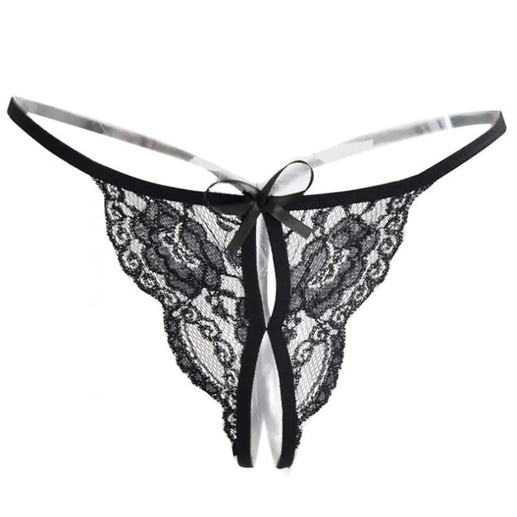 "Midnight Secret" Thong - Floral Lace Panty with Slit (Ouvert)