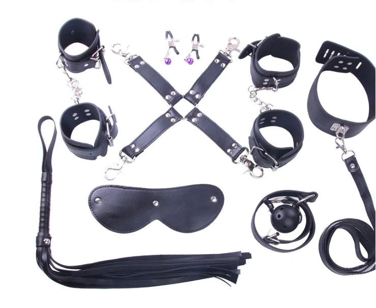 8-Piece Leather Bondage Kit for Advanced Exploration