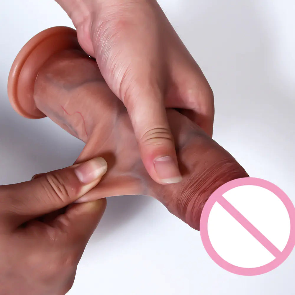 "Real Touch" Dildo - Double Layer Liquid Silicone Dildo with Suction Cup