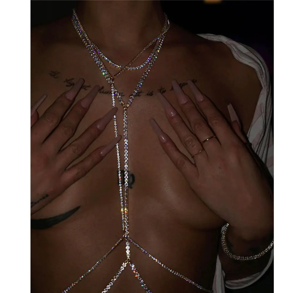 "Starlight Curves" Body Jewel - Crystal Chain for Décolleté and Waist