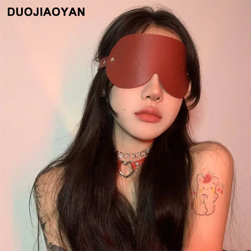 "Shadow Secret" Leather Eye Mask - Sensory Deprivation Mask with Adjustable Buckle