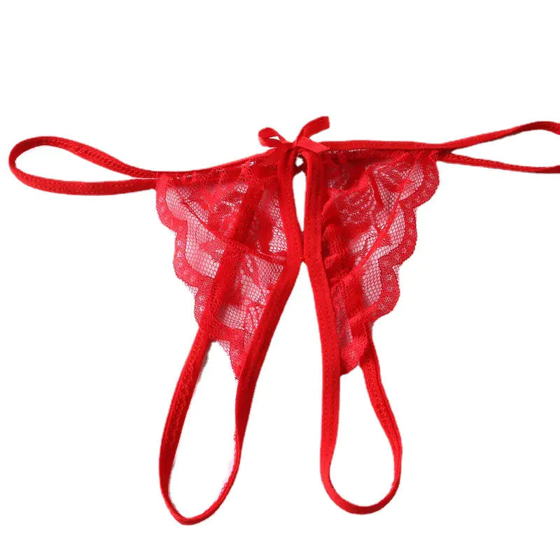 "Midnight Secret" Thong - Floral Lace Panty with Slit (Ouvert)