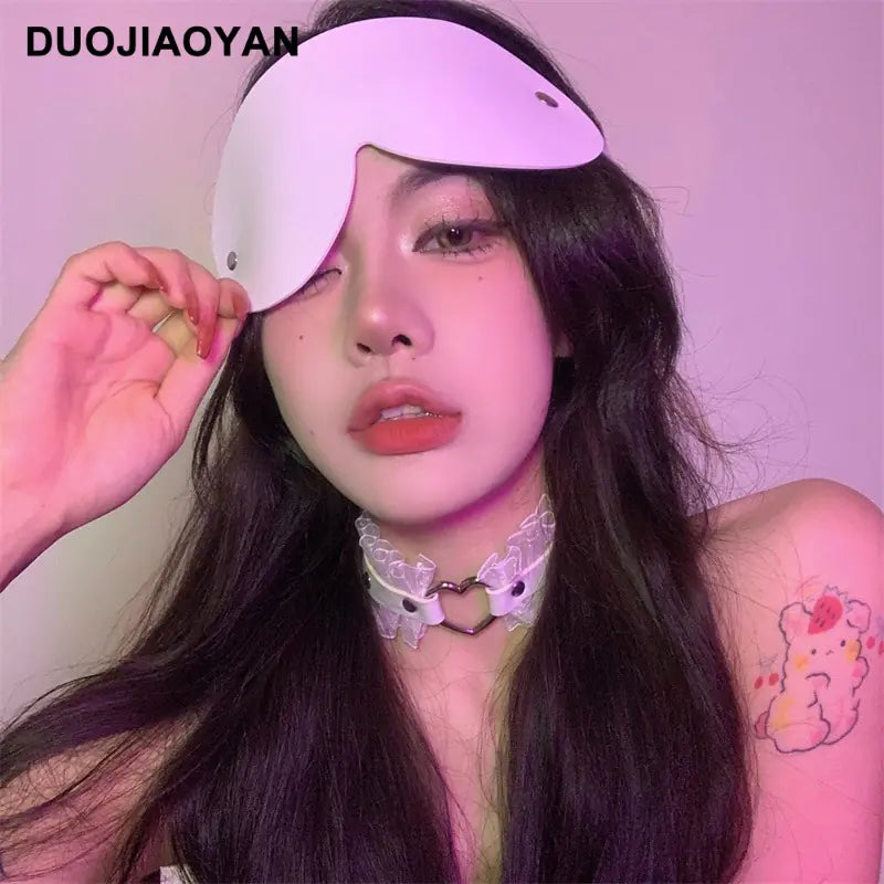 "Shadow Secret" Leather Eye Mask - Sensory Deprivation Mask with Adjustable Buckle